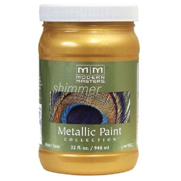 MODERN MASTERS ME20032 Metallic Paint, Metallic, Pale Gold, 1 qt, Container