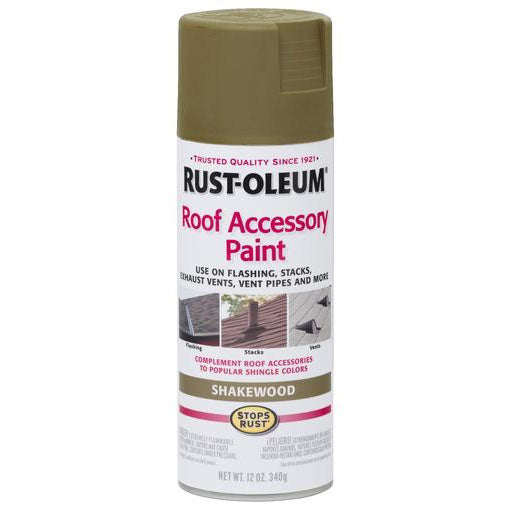 RUST-OLEUM STOPS RUST 285225 Roof Accessory Paint, Shakewood, 12 oz, Aerosol Can