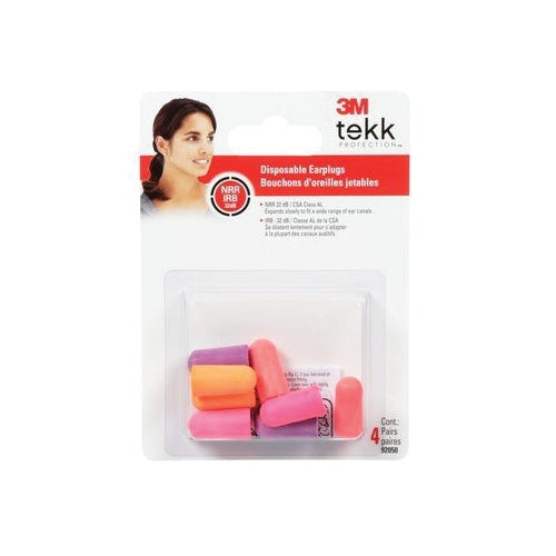3M TEKK Protection 7000122741 Disposable Ear Plugs, 32 dB NRR, Foam Ear Plug, Assorted Ear Plug