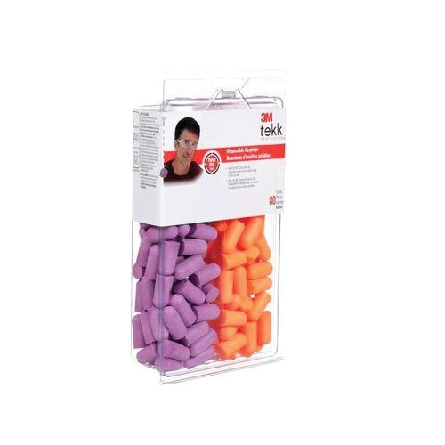 TEKK Protection 7000122742 Disposable Ear Plugs, 32 dB NRR, Foam Ear Plug, Orange/Purple Ear Plug