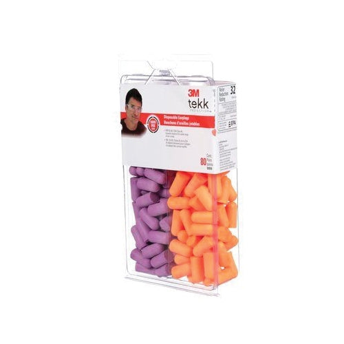 TEKK Protection 7000122742 Disposable Ear Plugs, 32 dB NRR, Foam Ear Plug, Orange/Purple Ear Plug