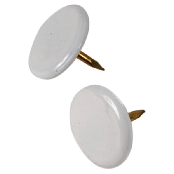 HILLMAN 532446 Thumb Tack, Plastic/Steel, White, Round Head, Sharp Point