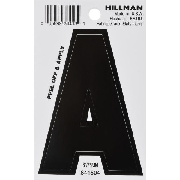 HILLMAN 841504 Letter, Character: A, 3 in H Character, White Character, Vinyl