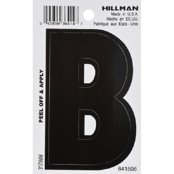 HILLMAN 841506 Letter, Character: B, 3 in H Character, White Character, Vinyl