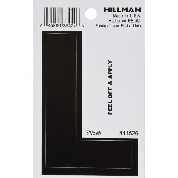 HILLMAN 841526 Letter, Character: L, 3 in H Character, White Character, Vinyl