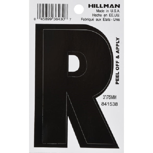 HILLMAN 841538 Letter, Character: R, 3 in H Character, White Character, Vinyl