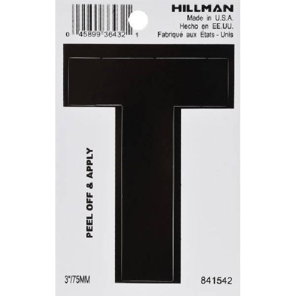 HILLMAN 841542 Letter, Character: T, 3 in H Character, White Character, Vinyl