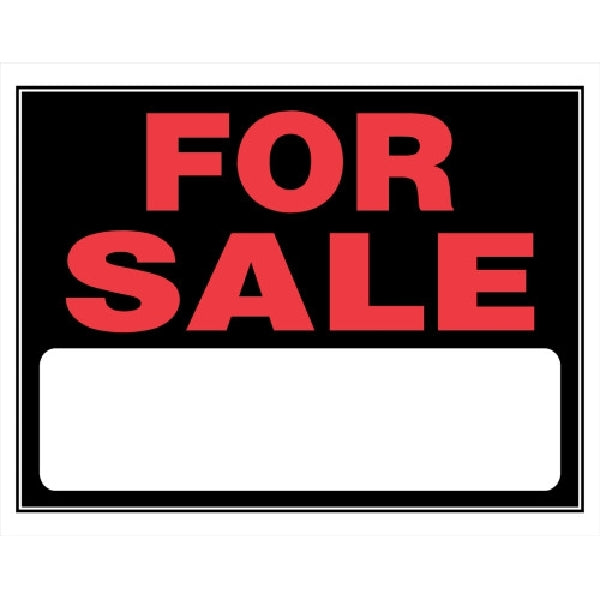 HILLMAN 840028 Sign, FOR SALE, Red Legend, Black Background, Plastic, 19 in W x 15 in H Dimensions