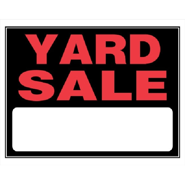 HILLMAN 840044 Sign, YARD SALE, Red Legend, Black Background, Plastic, 19 in W x 15 in H Dimensions