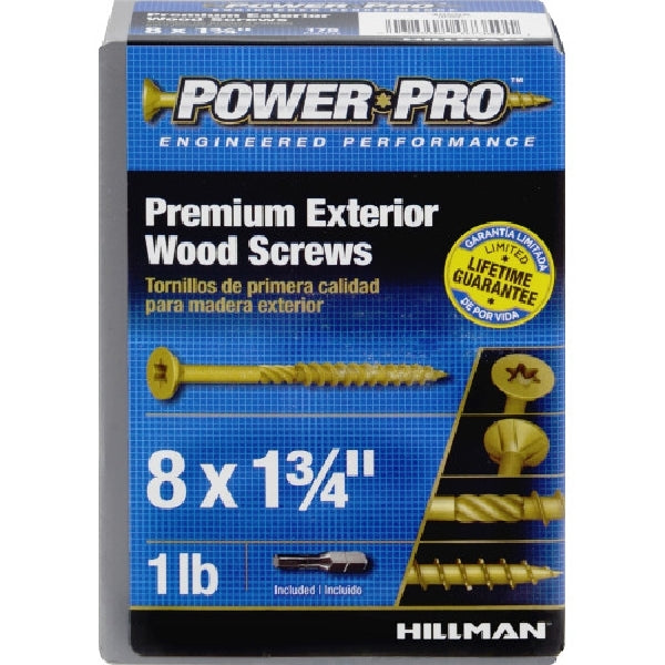 Power Pro 48596 Screw, #8 Thread, 1-3/4 in L, Bore-Fast Thread, Star Drive, 175 PK