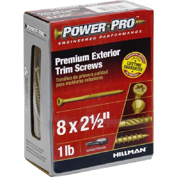 Power Pro 48632 Screw, #8 Thread, 2-1/2 in L, Bore-Fast Thread, Trim Head, Star Drive, Bronze Ceramic-Coated, 128 PK