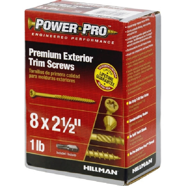 Power Pro 48632 Screw, #8 Thread, 2-1/2 in L, Bore-Fast Thread, Trim Head, Star Drive, Bronze Ceramic-Coated, 128 PK