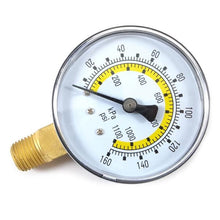 Load image into Gallery viewer, Forney 75554 Pressure Gauge, 1/4 in Connection, NPT, 2-1/4 in Dial, 0 to 160 psi, Bottom Connection
