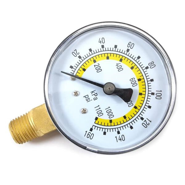 Forney 75554 Pressure Gauge, 1/4 in Connection, NPT, 2-1/4 in Dial, 0 to 160 psi, Bottom Connection