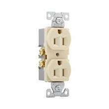 Load image into Gallery viewer, Eaton Wiring Devices BR15V Duplex Receptacle, 2 -Pole, 15 A, 125 V, Back, Side Wiring, NEMA: 5-15R, Ivory

