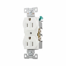 Load image into Gallery viewer, Eaton Wiring Devices BR15W Duplex Receptacle, 2 -Pole, 15 A, 125 V, Back, Side Wiring, NEMA: 5-15R, White
