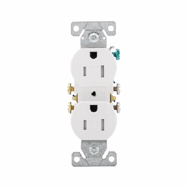 Eaton Wiring Devices TR270W Duplex Receptacle, 2 -Pole, 15 A, 125 V, Push, Side Wiring, NEMA: 5-15R, White