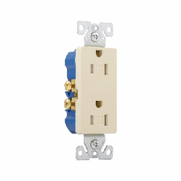 Eaton Wiring Devices TR1107V Duplex Receptacle, 2 -Pole, 15 A, 125 V, Push-in, Side Wiring, NEMA: 5-15R, Ivory