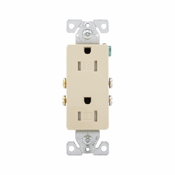 Eaton Wiring Devices TR1107V Duplex Receptacle, 2 -Pole, 15 A, 125 V, Push-in, Side Wiring, NEMA: 5-15R, Ivory