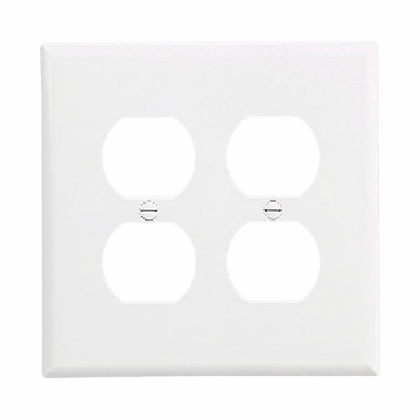 EATON PJ82V Outlet Wallplate, 6 in L, 5-1/4 in W, 2 -Gang, Polycarbonate, Ivory, High-Gloss, Screw Mounting