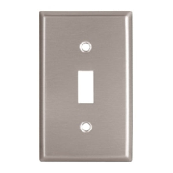 EATON 93071-BOX Wallplate, 4-1/2 in L, 2-3/4 in W, 1 -Gang, Stainless Steel, Brushed Satin