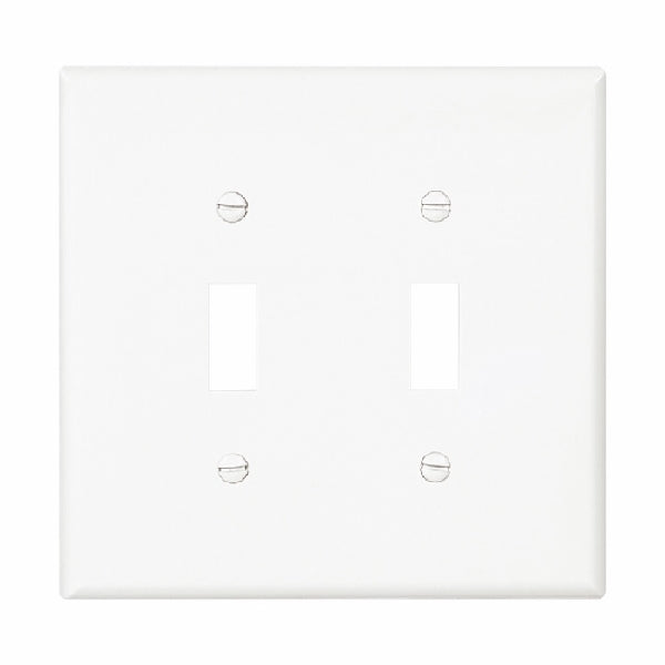 EATON PJ2W Wallplate, 6 in L, 5-1/4 in W, 2 -Gang, Polycarbonate, White, High-Gloss