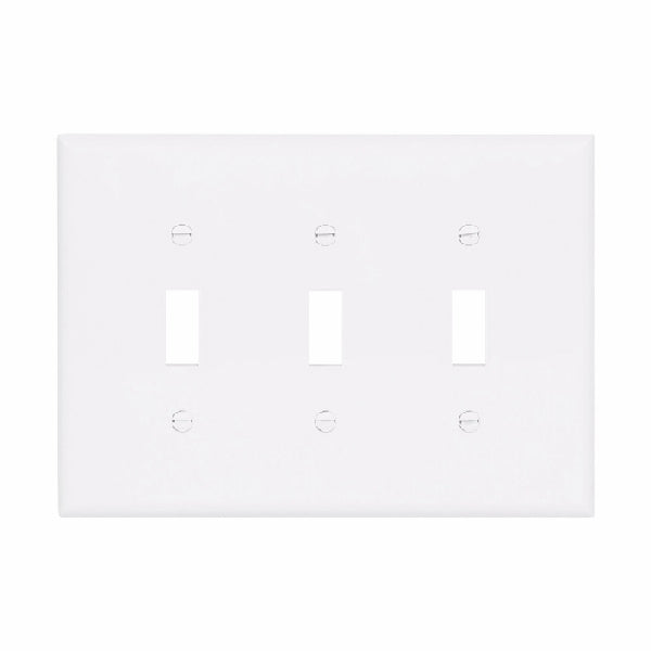 EATON PJ3W Wallplate, 6-3/4 in L, 4.83 in W, 3 -Gang, Polycarbonate, White, High-Gloss