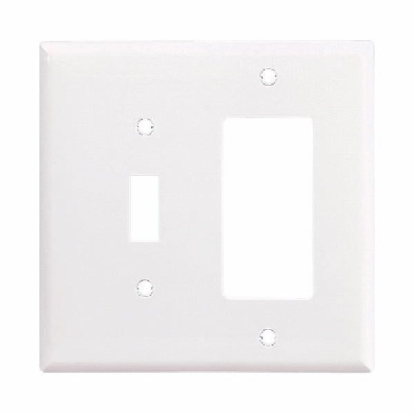 EATON PJ126W Wallplate, 4.92 in L, 4.88 in W, 2 -Gang, Polycarbonate, White, High-Gloss