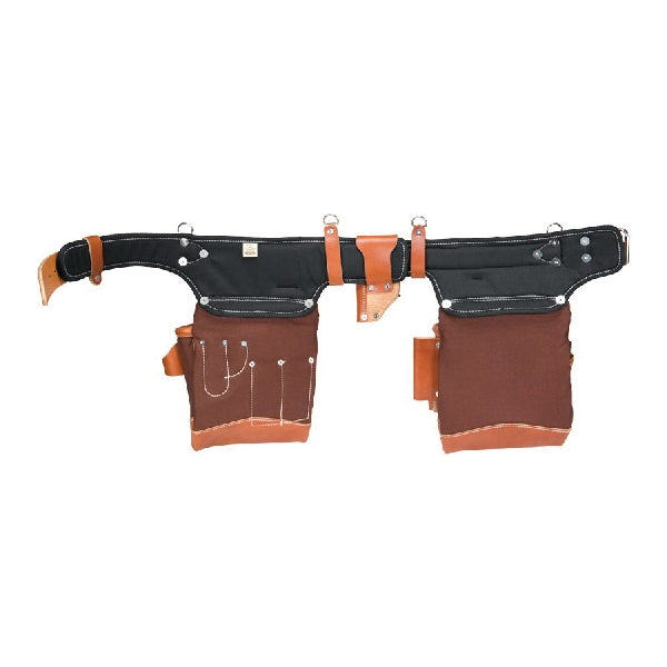 Occidental Leather 9855 Tool Bag Set, 10 in W, 10 in D, 24-Pocket, Leather/Neoprene/Nylon, Cafe