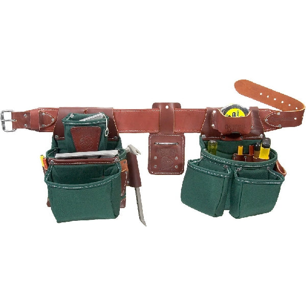 Occidental Leather 8080DB LG Framer Tool Belt, 36 to 39 in Waist, 48 in L, Leather/Nylon, Brown/Green, 21-Pocket