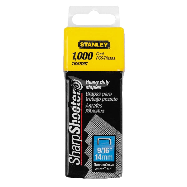 STANLEY TRA709T Staple, 27/64 in W Crown, 9/16 in L Leg, Steel, Galvanized, 24 ga Gauge