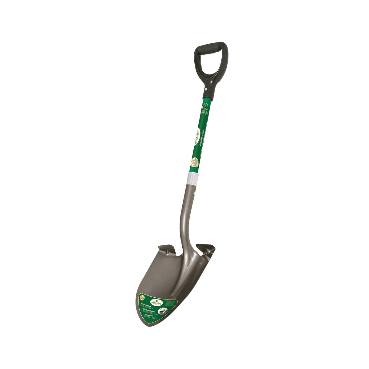 Landscapers Select 34599 Digging Shovel, Steel Blade, Fiberglass Handle, D-Shaped Handle, 30 in L Handle