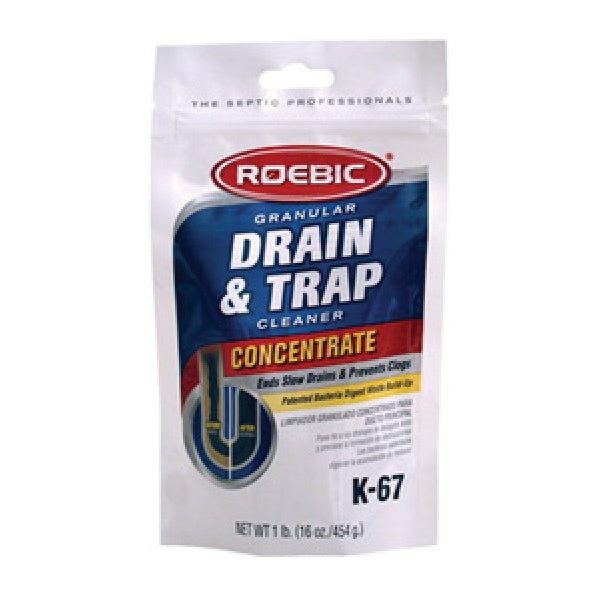 ROEBIC K-67 Drain and Trap Cleaner, 40 oz, Granular, Odorless, White