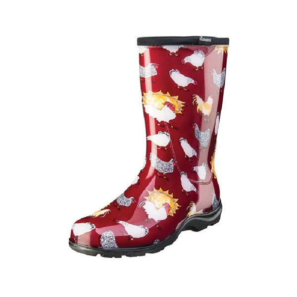 Sloggers 5016CBR-08 Rain and Garden Boots, 8 in, Chicken, Barn Red