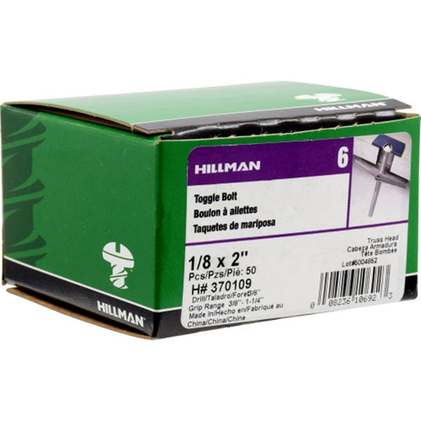 HILLMAN 370109 Toggle Bolt, 2 in L, Zinc