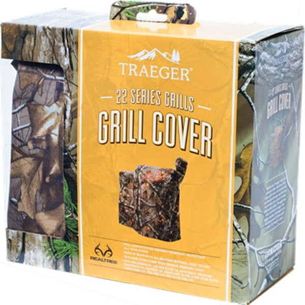 Traeger Realtree 22 BAC376 Full-Length Grill Cover, 22 in W, 35 in D, 39 in H, Kevlar/PVC, Camouflage