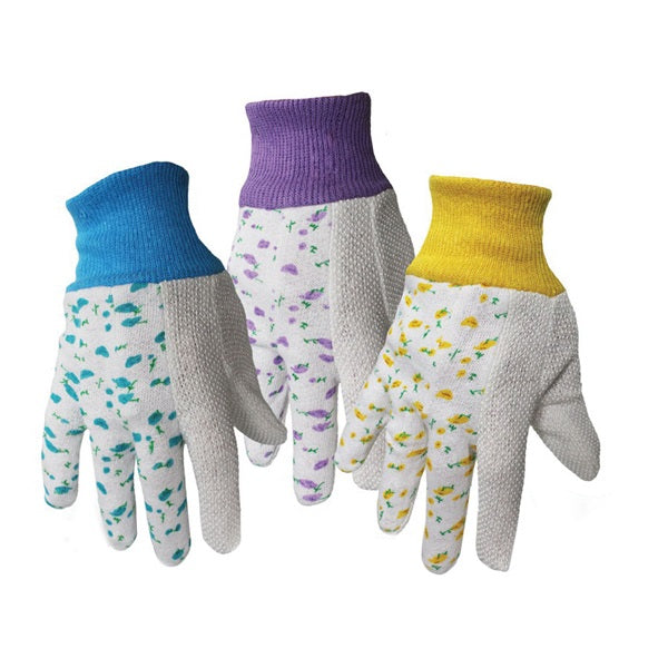 BOSS 718 Stretchable Kid's Garden Gloves, One-Size, Knit Wrist Cuff, Cotton/Jersey, Assorted
