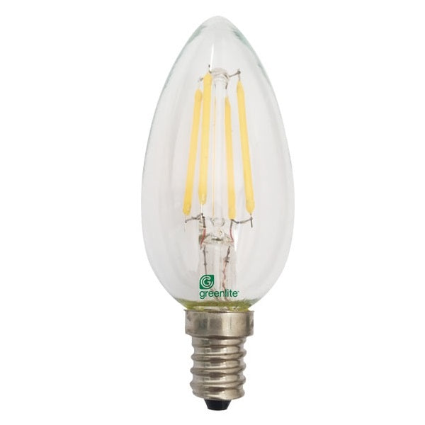 Greenlite 4W/LEDX/CTCD/ LED Candelabra, Decorative, 40 W Equivalent, E12 Lamp Base, Dimmable, Clear, Soft White Light
