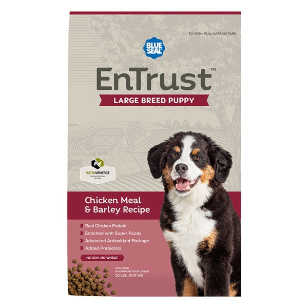 Blue Seal EnTrust 3960 Dog Food, Puppy Breed, Dry, Barley, Chicken Meal Flavor, 6 lb Bag