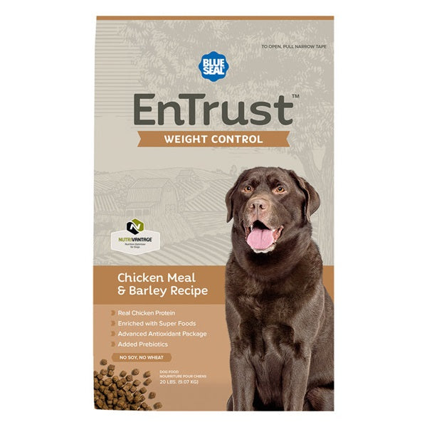 Blue Seal EnTrust 3979 Dog Food, Adult Breed, Dry, Barley, Chicken Meal Flavor, 6 lb Bag