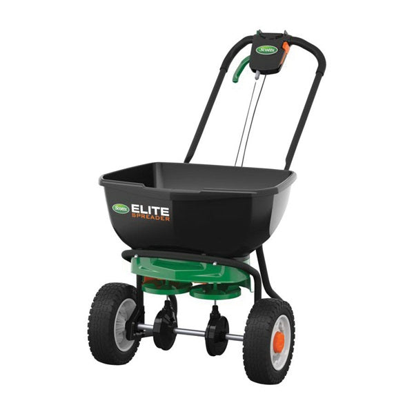 Scotts 75902 Elite Spreader, 30 lb Capacity, 20,000 sq-ft Coverage Area, 6 ft W Spread, Plastic