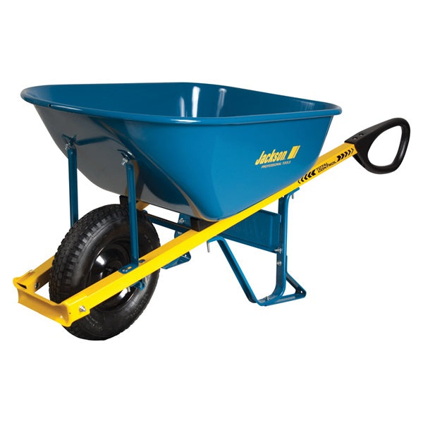 JACKSON M6TCFF Wheelbarrow, Steel, 1-Wheel, Flat-Free Wheel, 16 in Wheel, Ergonomic Handle