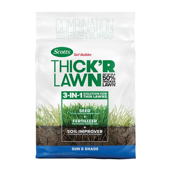 Scotts Turf Builder Thick'R Lawn 30158C Sun and Shade Mix Grass Seed, 40 lb Bag