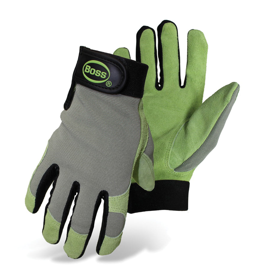 BOSS GUARD 790L Garden Gloves, Women&#39;s, L, Keystone Thumb, Hook and Loop Cuff, Spandex Back, Assorted