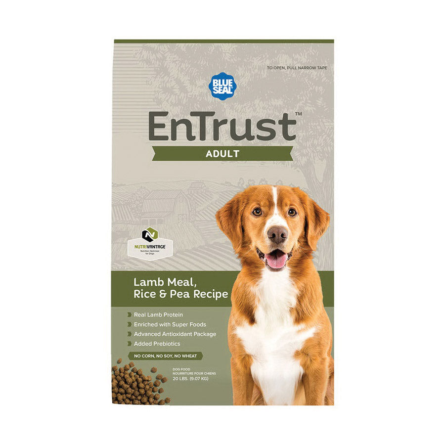 Blue Seal 3976-20 Entrust Dog Food, Adult Lamb and Rice, Dry, 20 lb Package, Bag