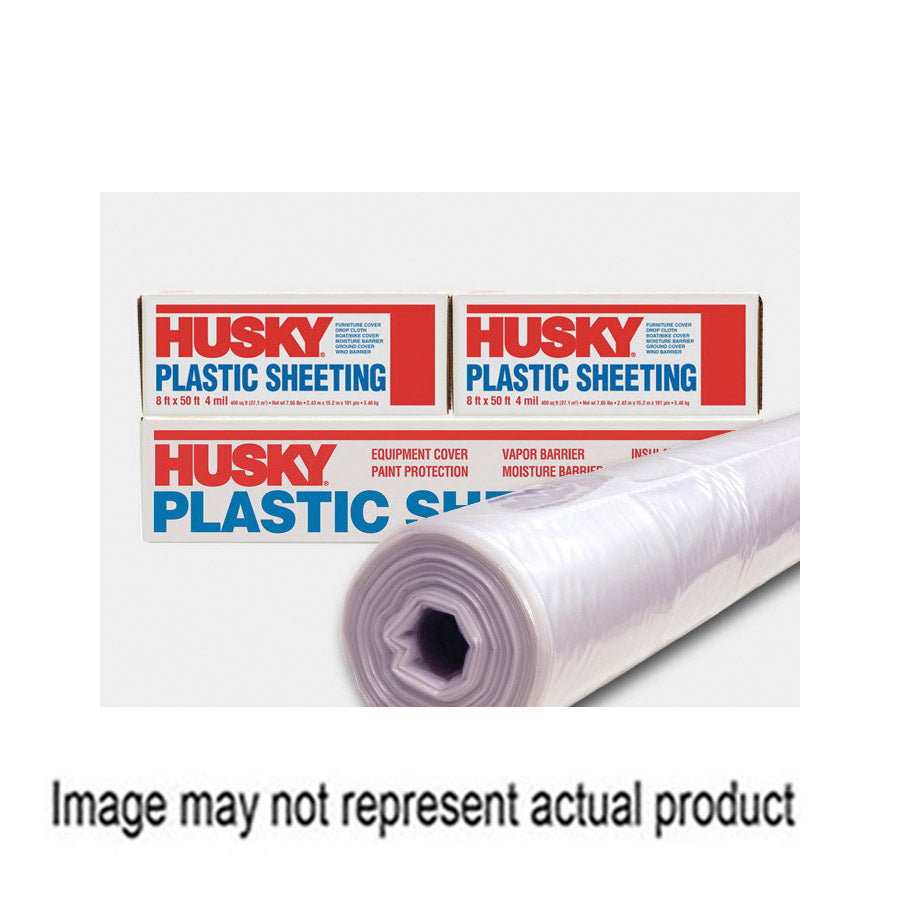 Husky F814C Plastic Sheeting, 100 ft L, 8 ft W, 4 mil Thick, Plastic