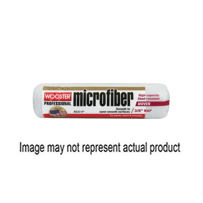 WOOSTER R525-9 Roller Cover, 3/4 in Thick Nap, 9 in L, Microfiber Cover, White