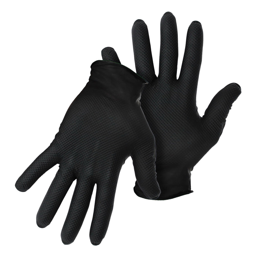 BOSS 1UH0088BL Disposable Gloves, L, Nitrile, Black