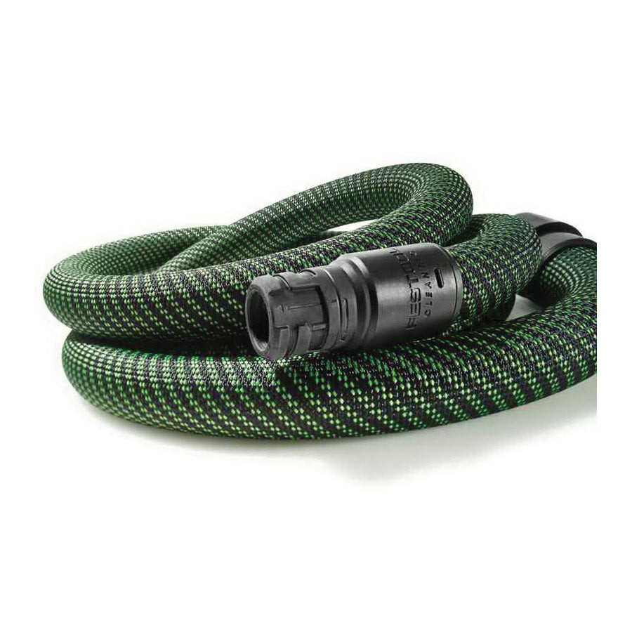 Festool 500678 Suction Hose, 1-1/4 in OD, Bayonet, 16-1/2 ft L, Plastic/Rubber, Black/Green