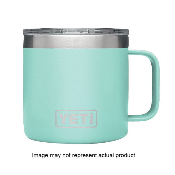 YETI Rambler 21071500027 Mug, Vacuum-Insulated with Standard Lid, 14 oz Capacity, Stainless Steel, Reef Blue